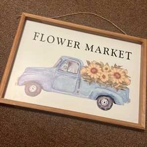 Flower Market sign with truck (small crack but not noticeable when hung)
